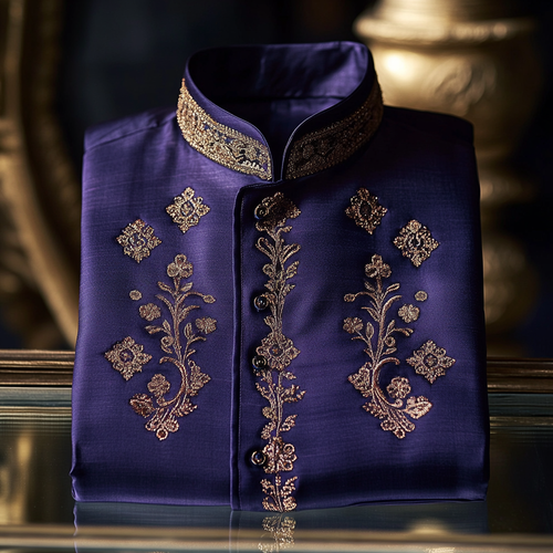 Luxurious and high-end Men's stand collar shirt floral patterns impeccable craftsmanship business leisure vacation long sleeve shirt