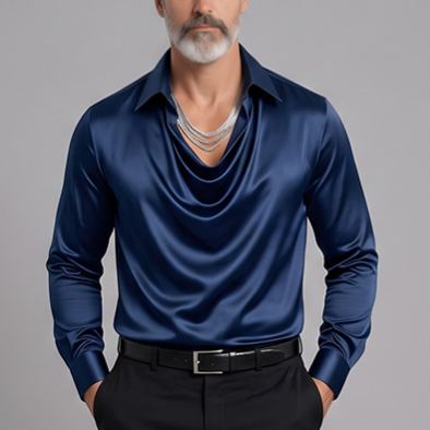 Men's Solid-Color, Minimalist Shirt-Collar Top