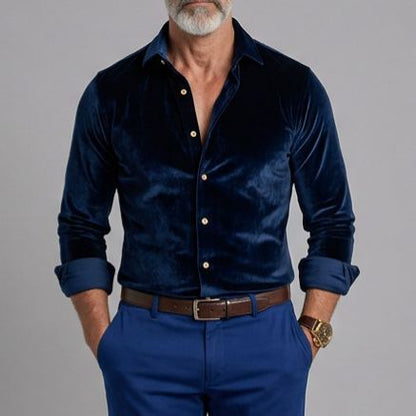 Men's Long-Sleeve Solid-Color Shirts