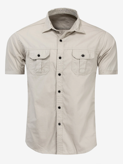 Men's Casual Outdoor Pocket Cotton Short Sleeve Shirt