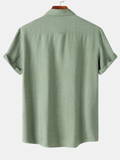 Short Sleeve Textured Button Up Shirt