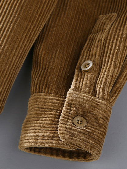 Fleece Lined Cotton Corduroy Button Up Shirt