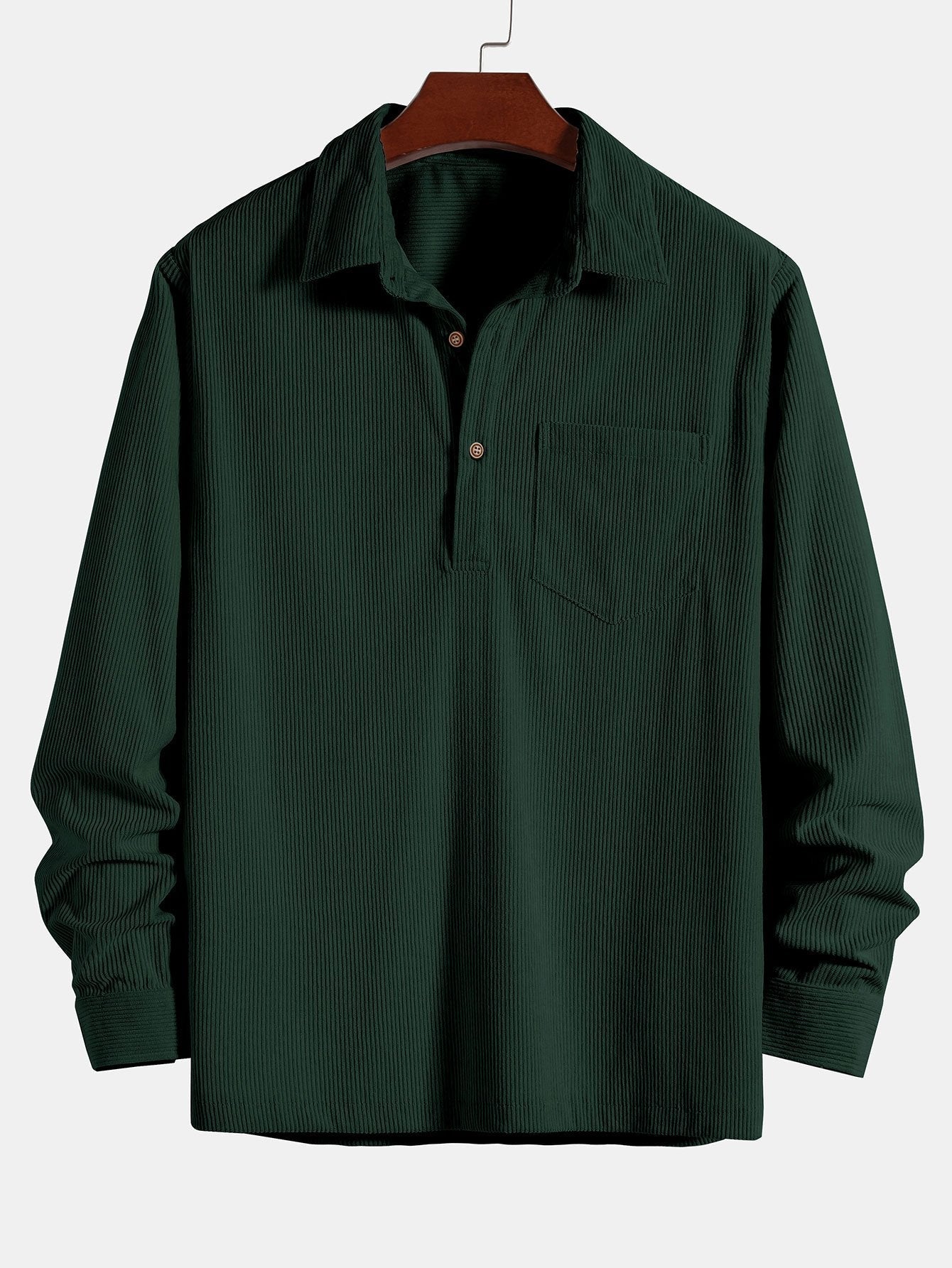 3 Pieces Long Sleeve Polo Neck Corduroy Shirt