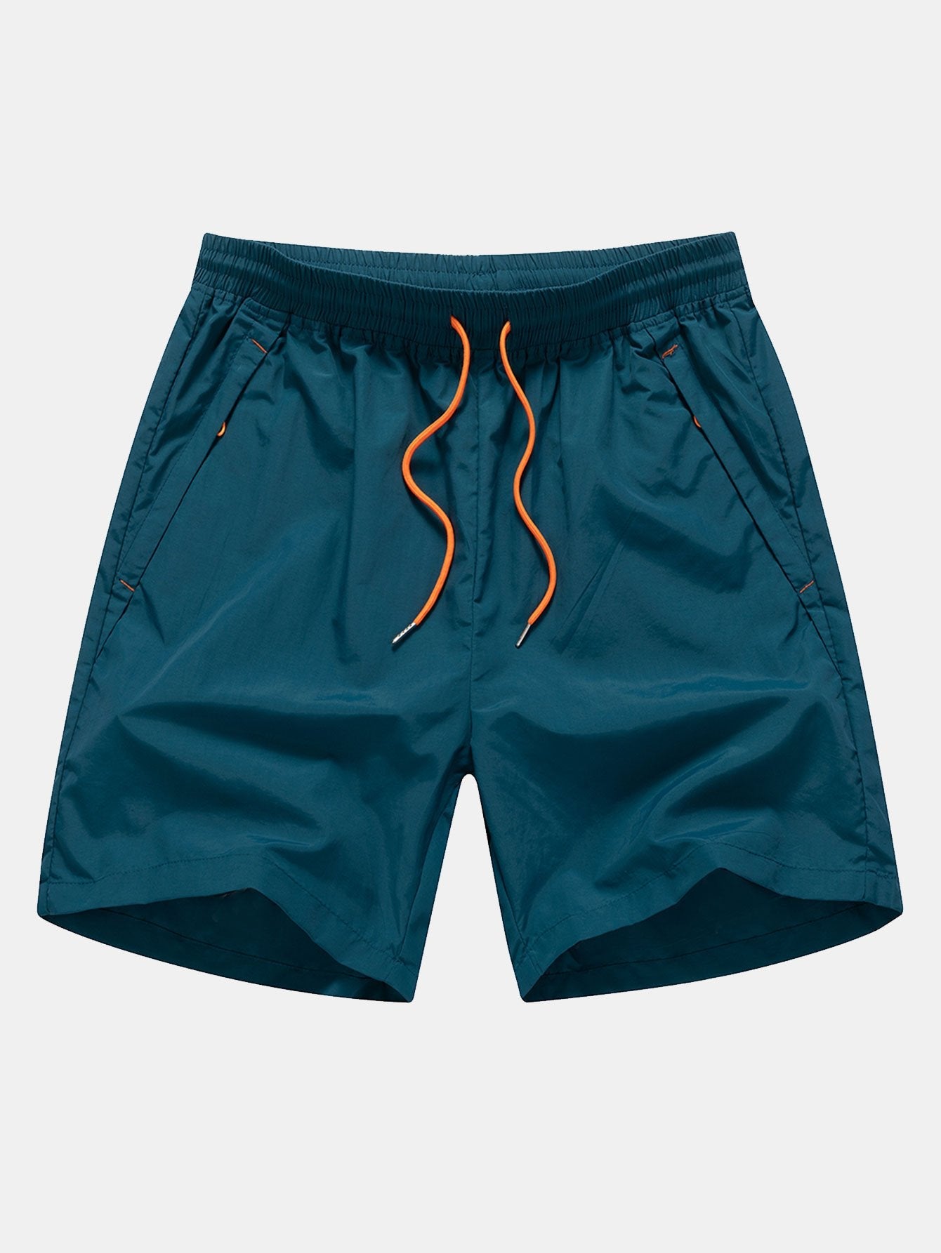 Solid Zip Pocket Swim Shorts