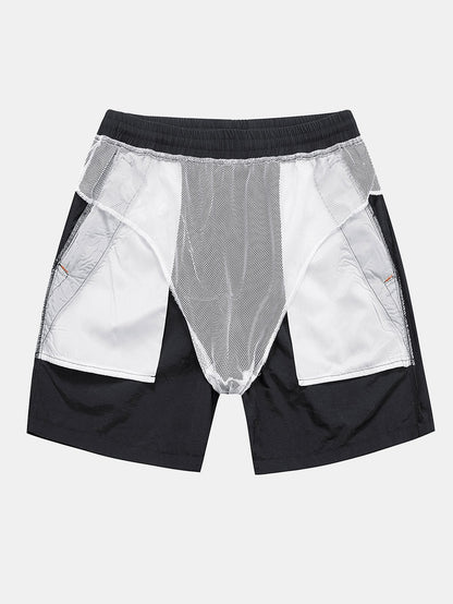 Solid Zip Pocket Swim Shorts