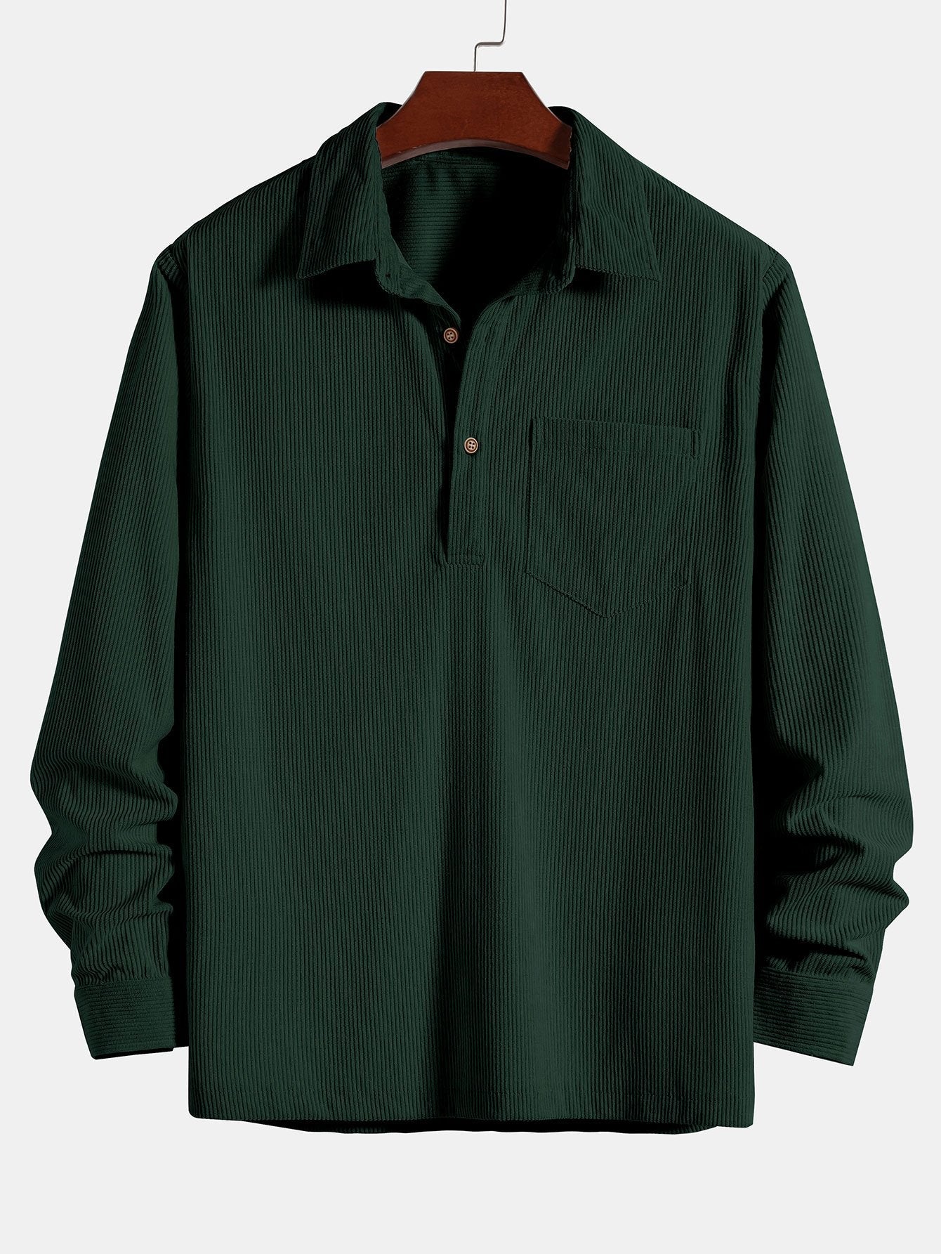 Long Sleeve Polo Neck Corduroy Shirt