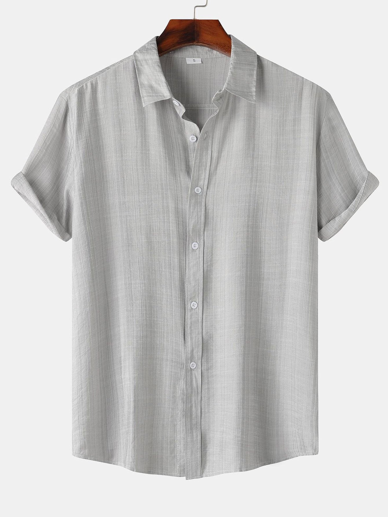 Short Sleeve Textured Button Up Shirt