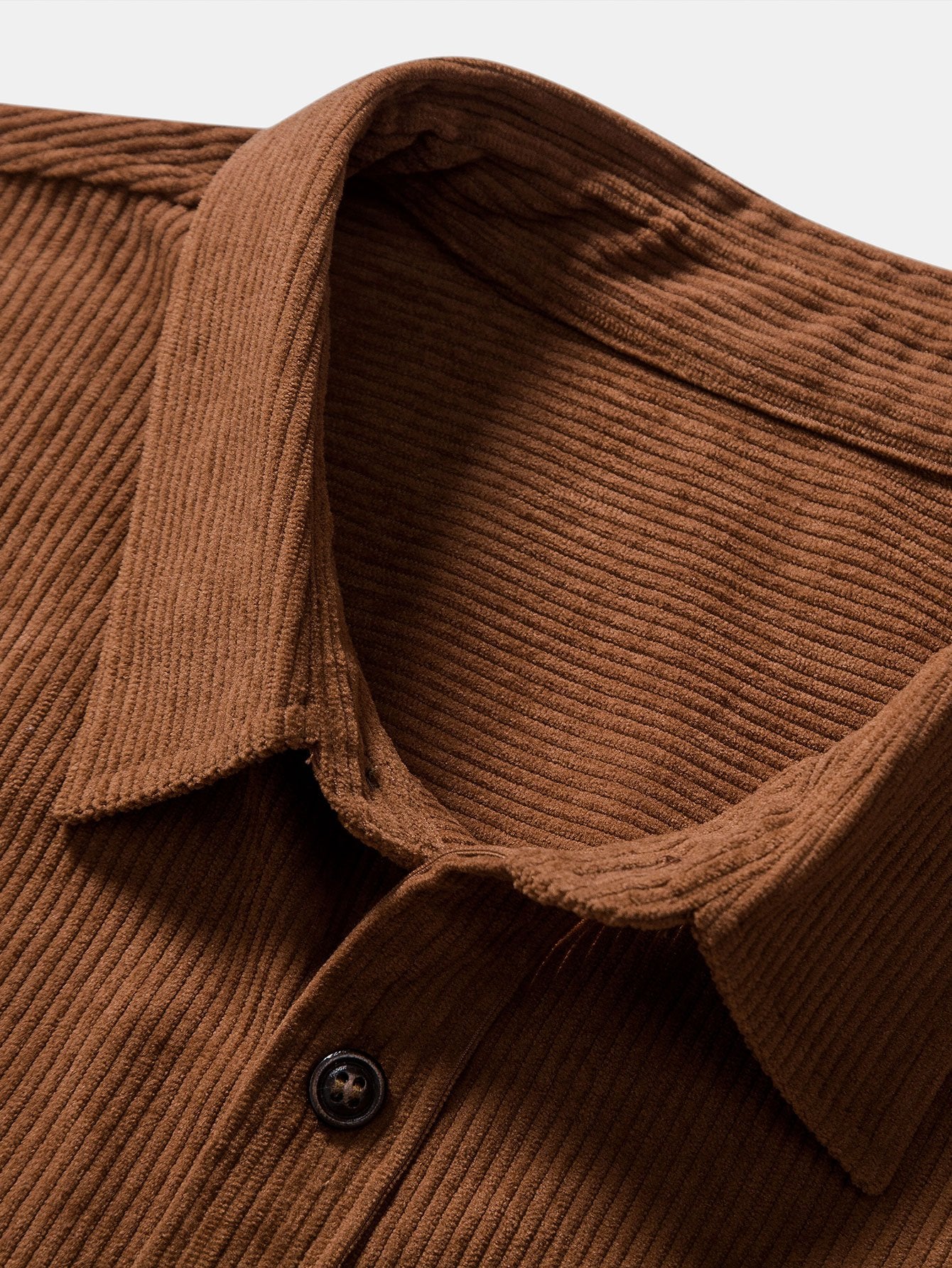 Short Sleeve Patch Pockets Corduroy Shirt