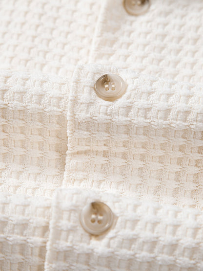 Short Sleeve Waffle Cuban Shirt