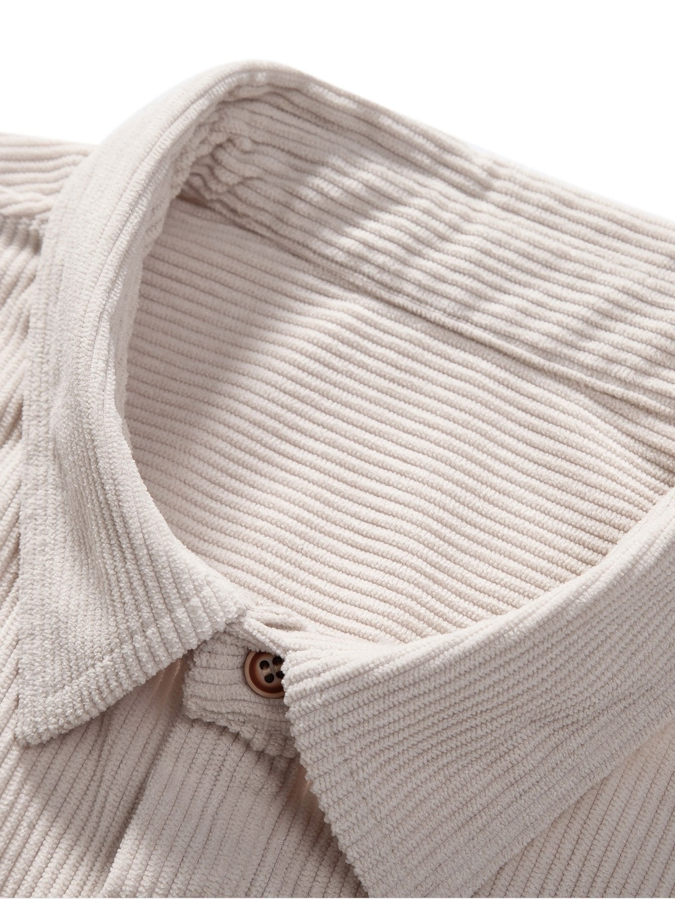 3 Pieces Long Sleeve Polo Neck Corduroy Shirt