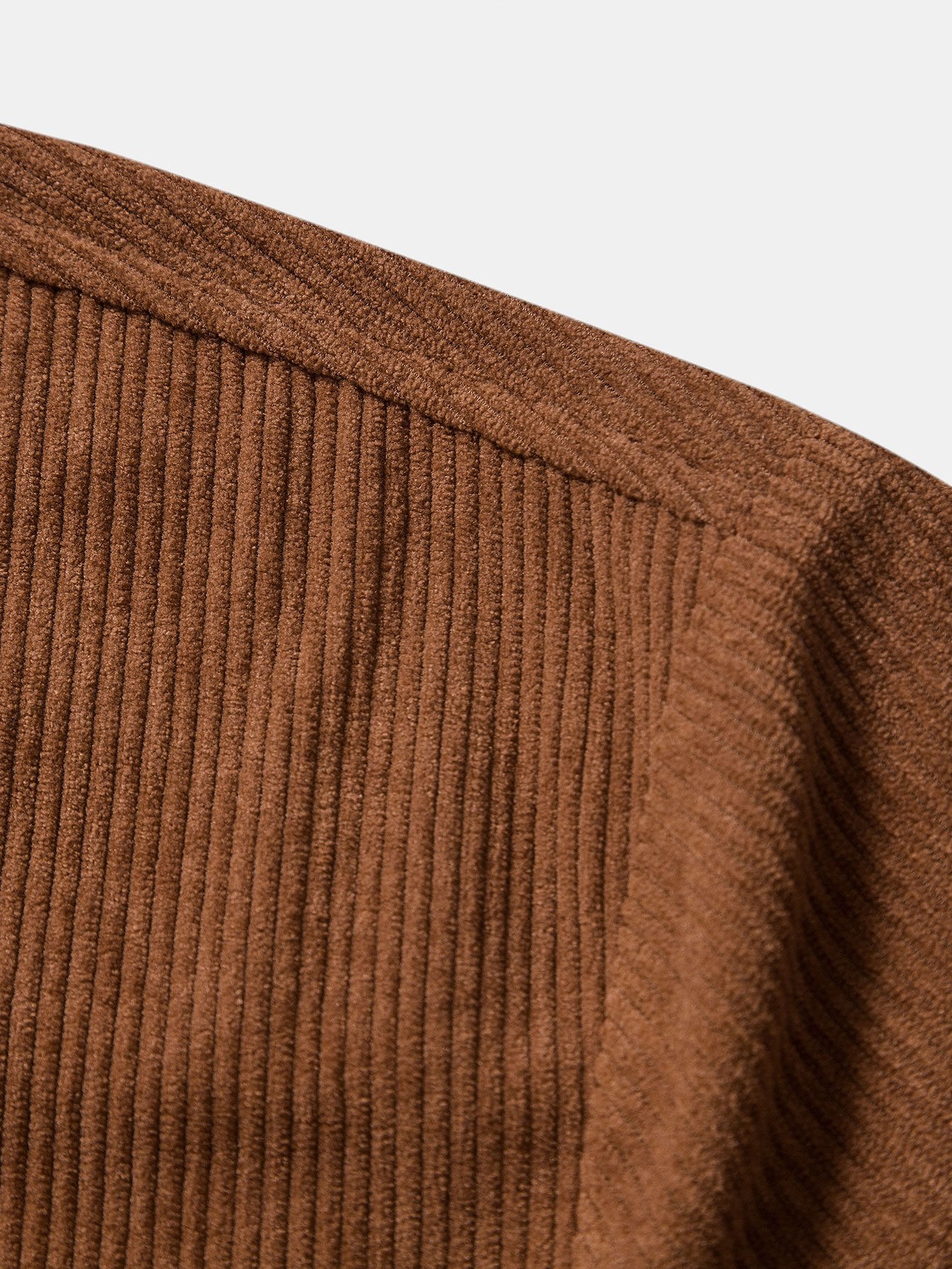 Short Sleeve Patch Pockets Corduroy Shirt
