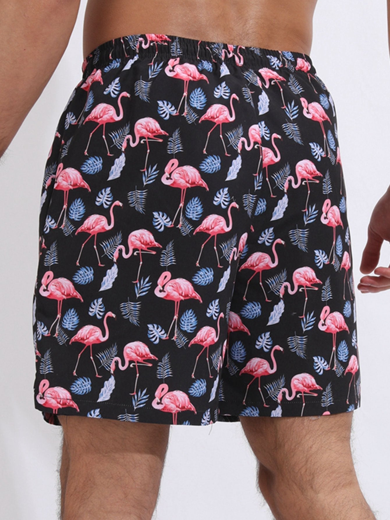 Flamingo Print Swim Shorts With Compression Liner