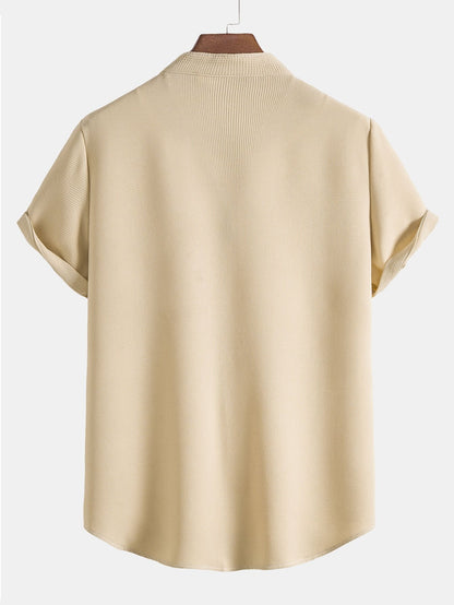 Waffle Stand Collar Shirt