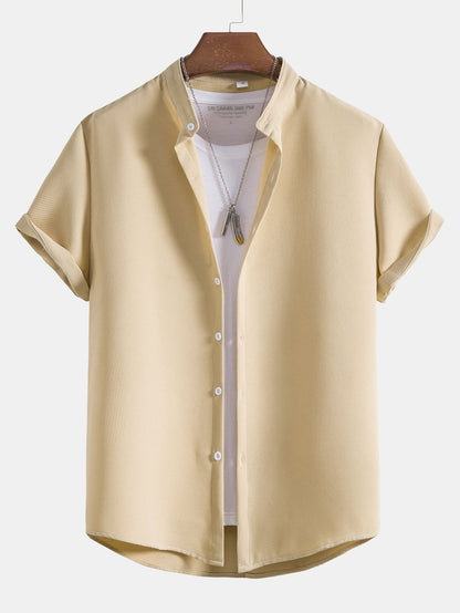 Waffle Stand Collar Shirt