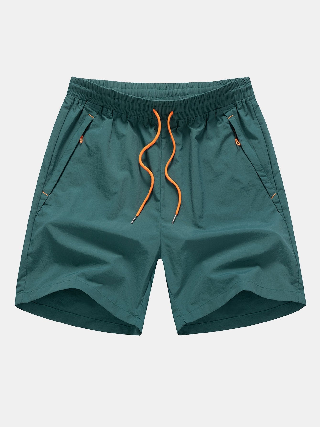 Solid Zip Pocket Swim Shorts
