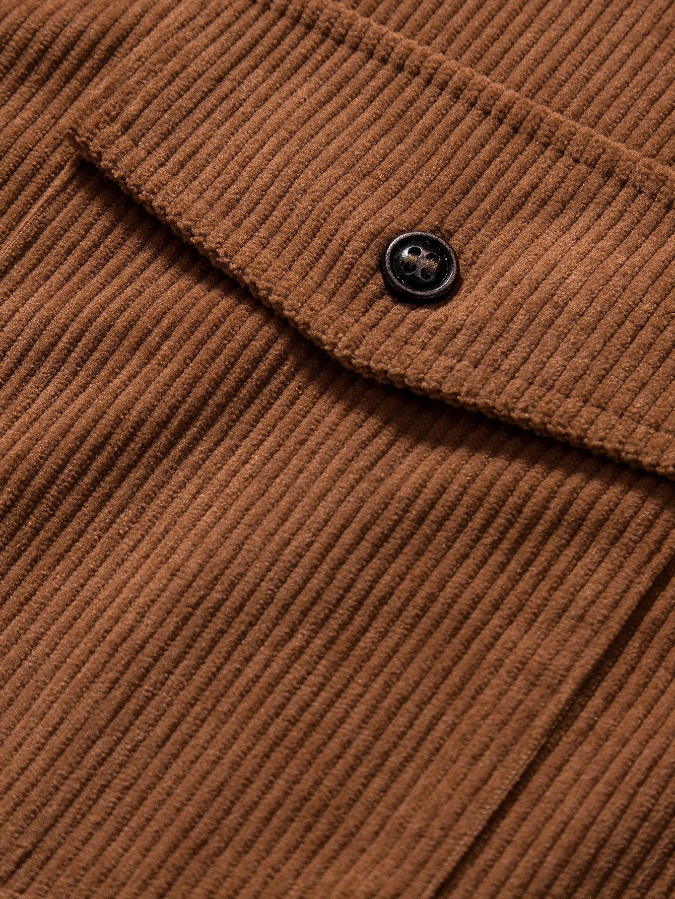 Short Sleeve Patch Pockets Corduroy Shirt