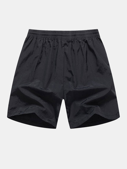 Solid Zip Pocket Swim Shorts