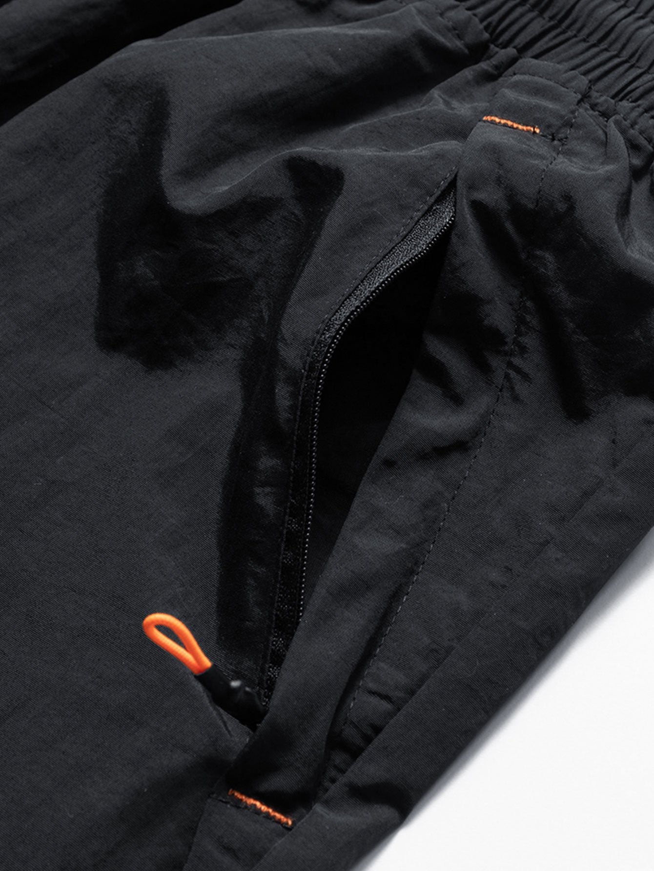 Solid Zip Pocket Swim Shorts