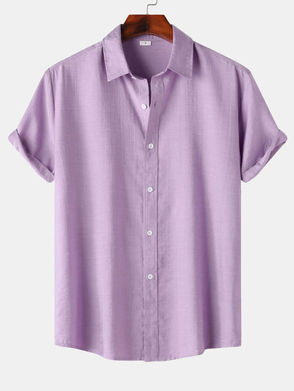 Short Sleeve Textured Button Up Shirt
