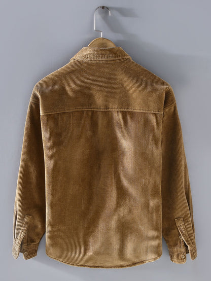 Fleece Lined Cotton Corduroy Button Up Shirt