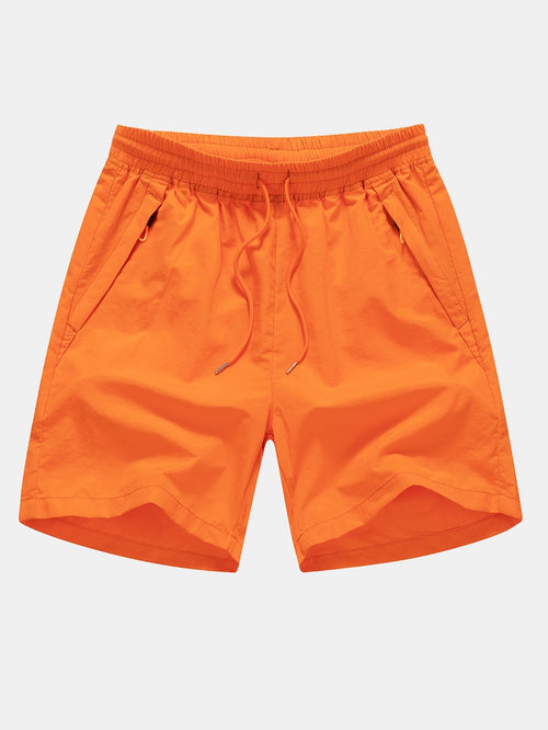 Solid Zip Pocket Swim Shorts