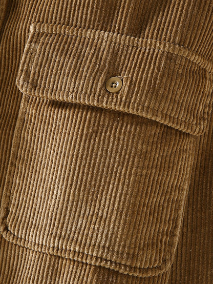 Fleece Lined Cotton Corduroy Button Up Shirt