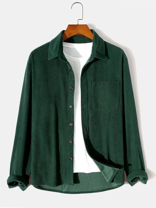 Long Sleeve Button Up Corduroy Shirt