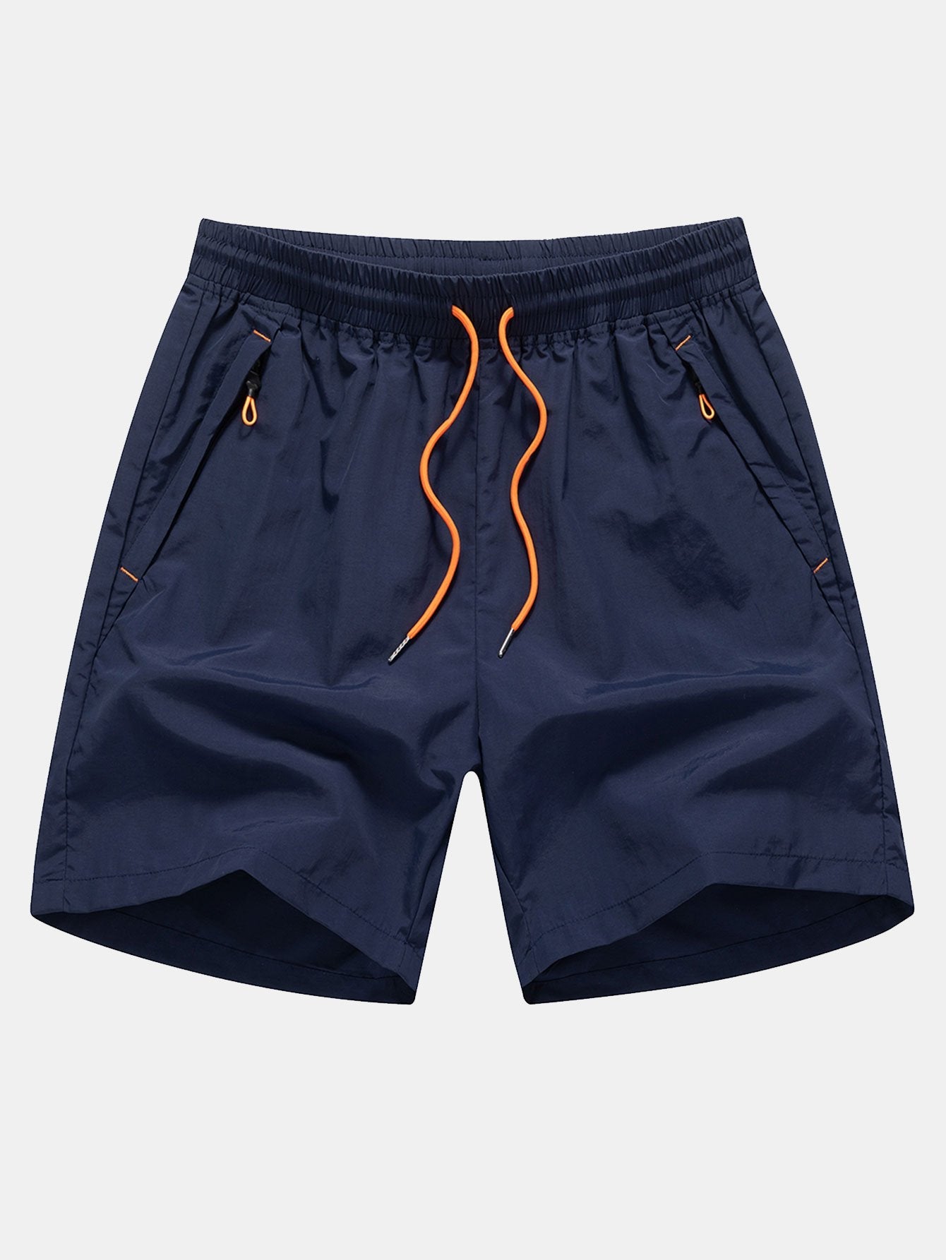 Solid Zip Pocket Swim Shorts