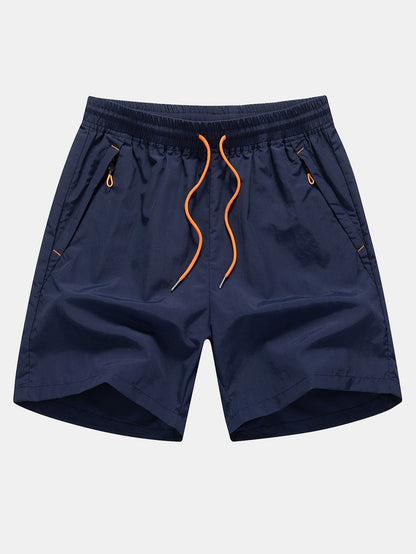 Solid Zip Pocket Swim Shorts