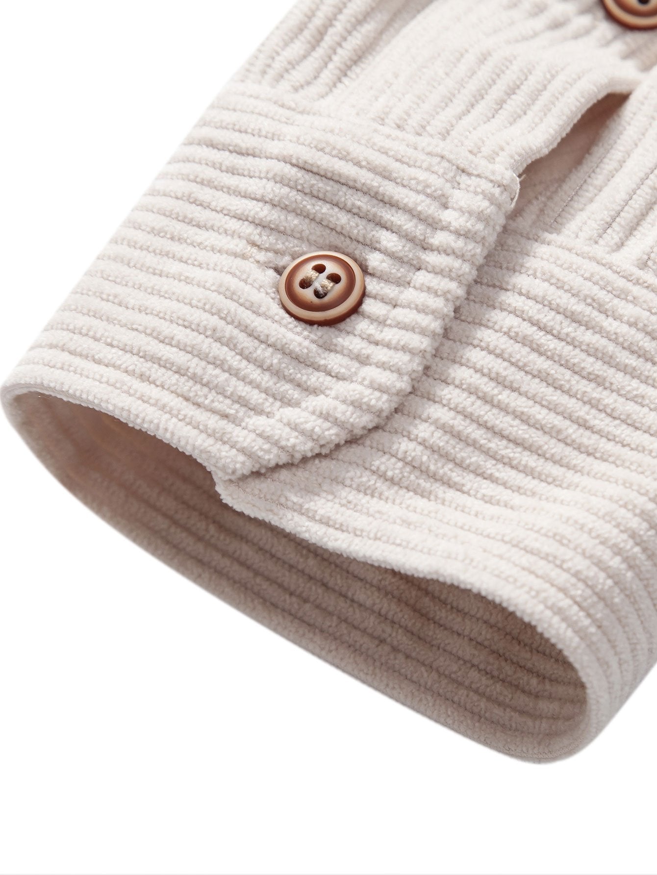 3 Pieces Long Sleeve Polo Neck Corduroy Shirt