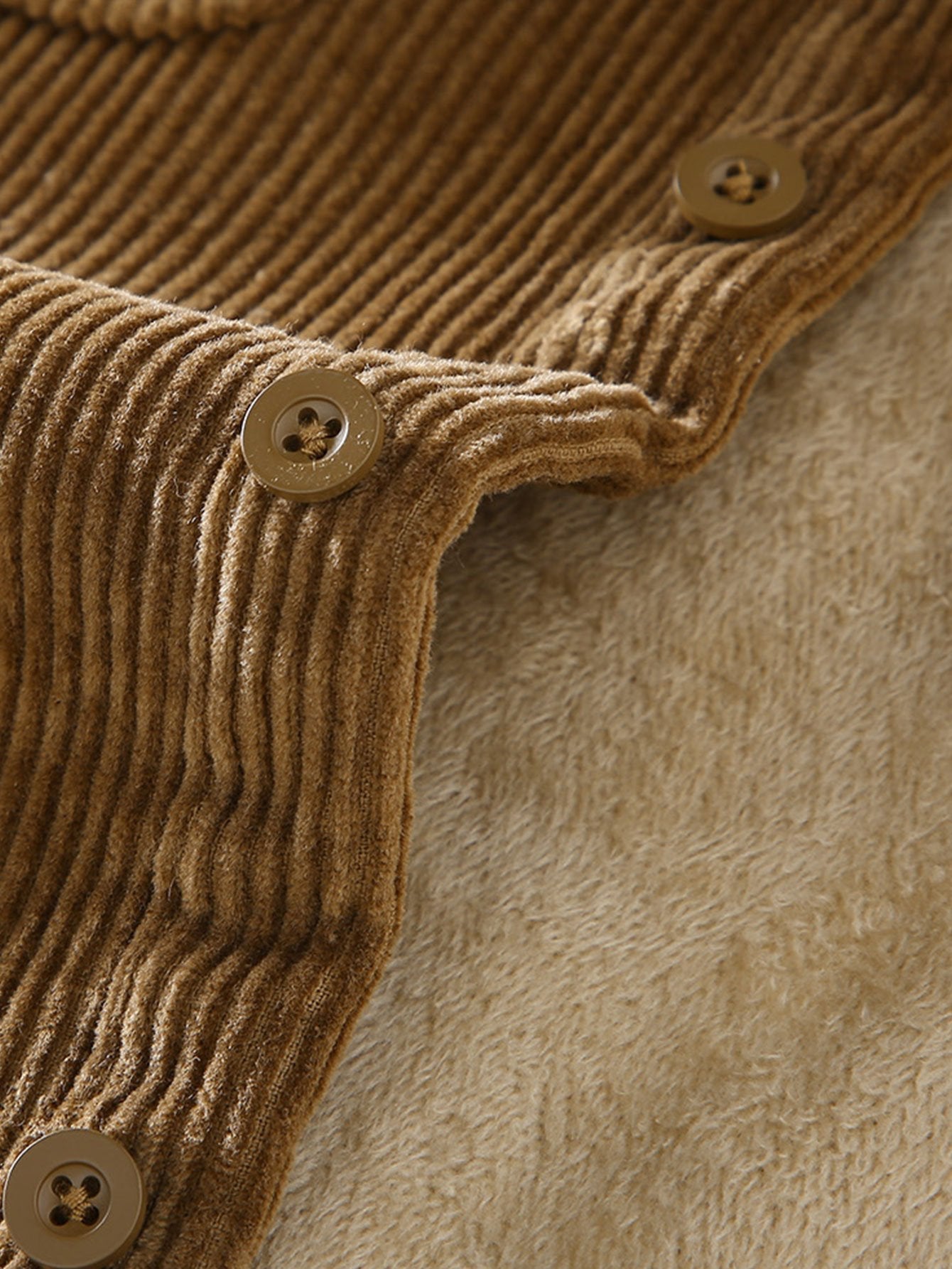 Fleece Lined Cotton Corduroy Button Up Shirt