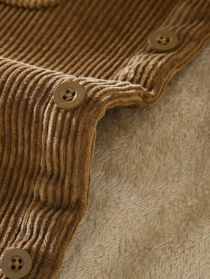 Fleece Lined Cotton Corduroy Button Up Shirt