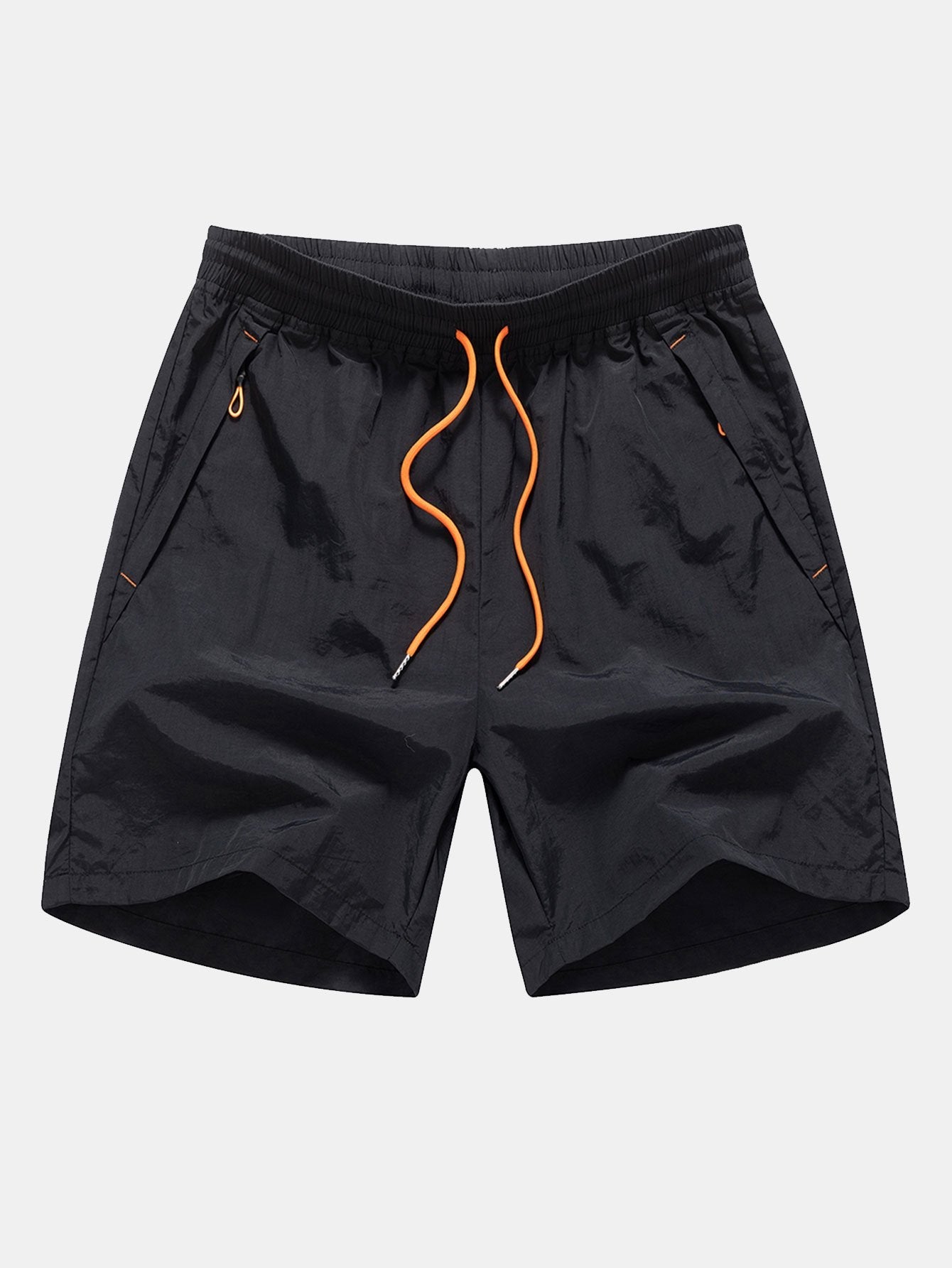 Solid Zip Pocket Swim Shorts