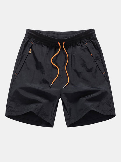 Solid Zip Pocket Swim Shorts