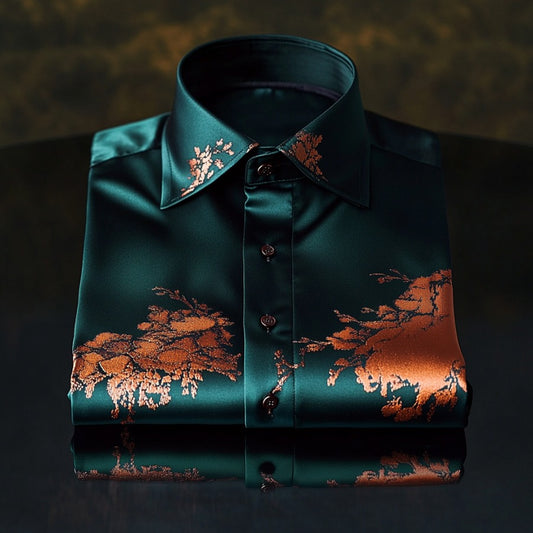 Luxury Business Leisure Long Sleeve Shirt with High Elastic Comfort Anti-Wrinkle Style