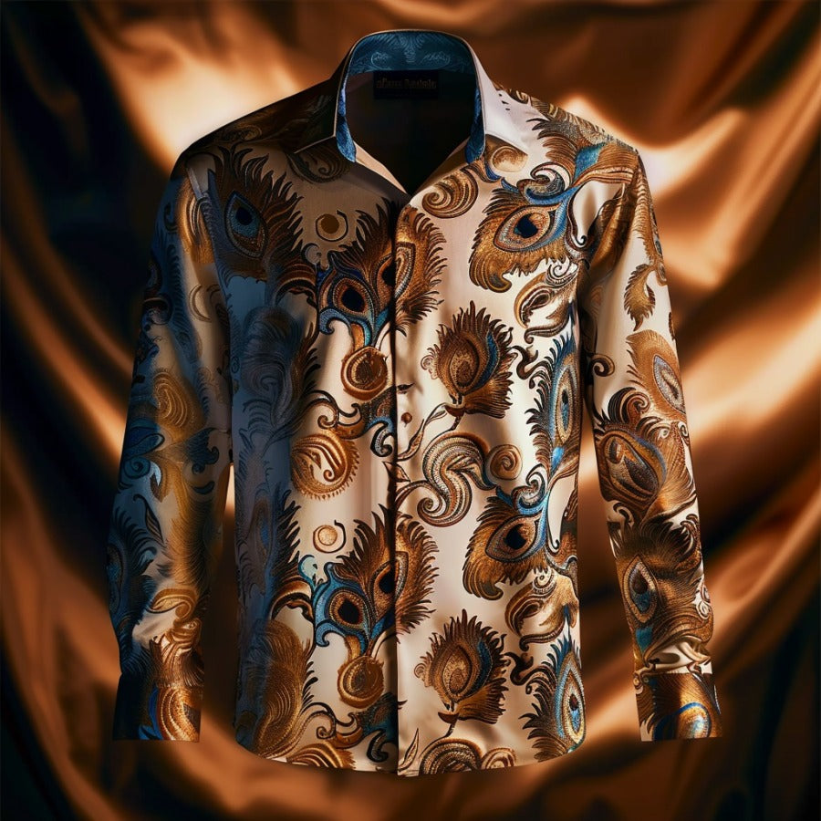 Luxury Ornate men's fashion high quality long sleeve shirt