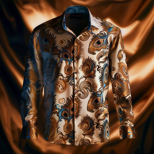 Luxury Ornate men's fashion high quality long sleeve shirt