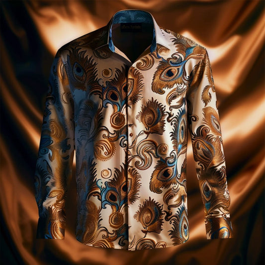 Luxury Ornate men's fashion high quality long sleeve shirt