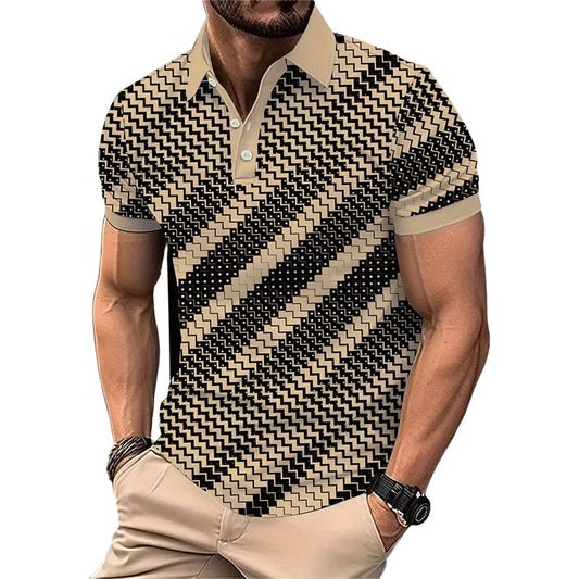 ?Time-Limited Special?Men's Geometric Print Collared Shirts ¨C Muscle Fit, Breathable, Fade Resistant ?