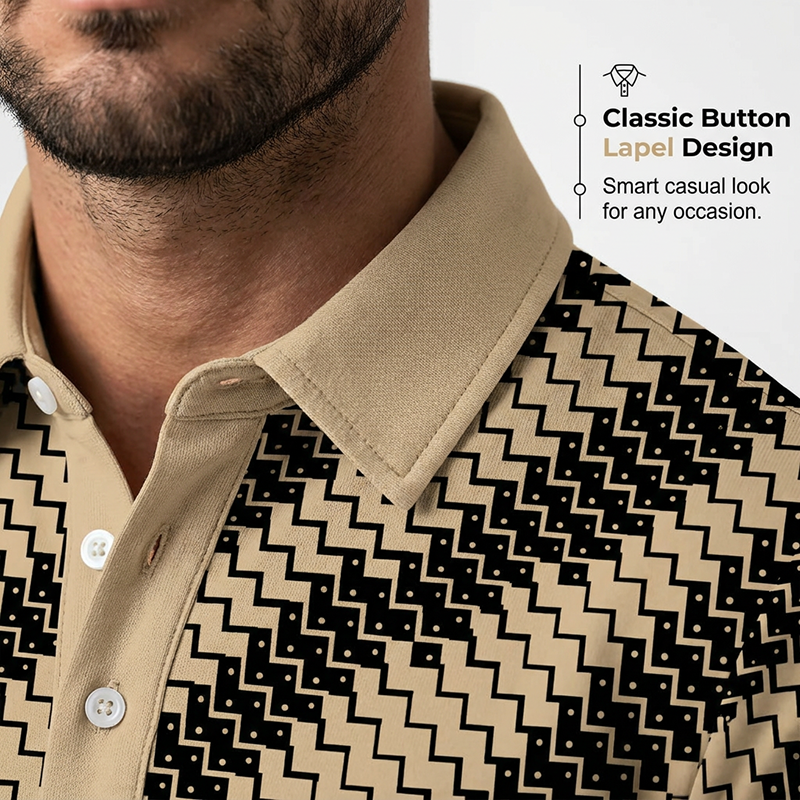 ?Time-Limited Special?Men's Geometric Print Collared Shirts ¨C Muscle Fit, Breathable, Fade Resistant ?